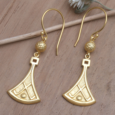 Gold-plated dangle earrings, 'Deco Darling' - Artisan Crafted 18k Gold-Plated Earrings