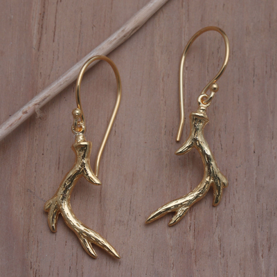 Vergoldete Ohrhänger - Handgefertigte vergoldete Ohrringe aus Bali