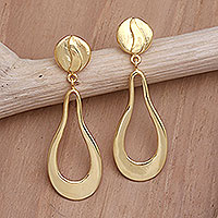 Gold-plated dangle earrings, 'Liquid Flame' - 18k Gold-Plated Dangle Earrings