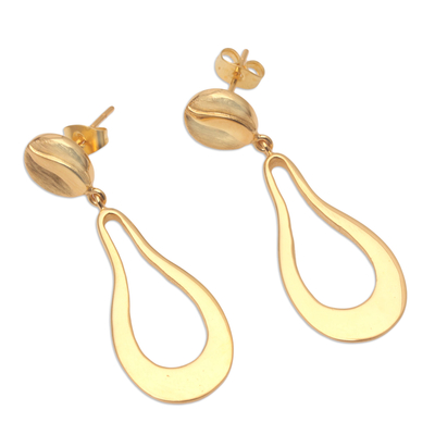 18k Gold-Plated Dangle Earrings - Liquid Flame | NOVICA