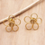 Pendientes botón chapados en oro - Pendientes de botón chapados en oro con motivo floral