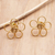 Gold-plated button earrings, 'Cheerful Flower' - Gold-Plated Button Earrings with Floral Motif