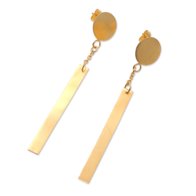 Gold-plated dangle earrings, 'Golden Fire' - Artisan Crafted Gold-Plated Dangle Earrings