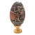 Wood egg sculpture, 'Traditional Plow' - Egg-Shape Wood Sculpture with Farm Theme