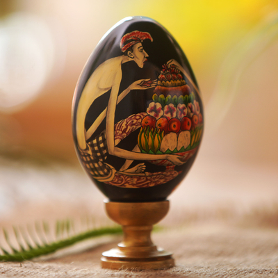 Vintage Hand Painted Ostrich Egg