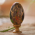 Wood egg sculpture, 'Sacred Saraswati' - Hand-Painted Hindu Goddess Sculpture