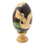 Wood egg sculpture, 'Sacred Saraswati' - Hand-Painted Hindu Goddess Sculpture