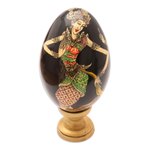 Wood egg sculpture, 'Epic Love Story' - Artisan Crafted Hindu Motif Sculpture