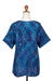 Hi-low rayon batik blouse, 'Blue Jungle' - Rayon Hi-Low Sidetail Blue Batik Blouse (image 2d) thumbail