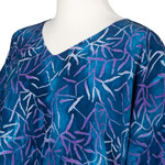 Hi-low rayon batik blouse, 'Blue Jungle' - Rayon Hi-Low Sidetail Blue Batik Blouse