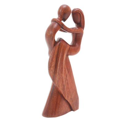 Wood statuette, 'Romantic Fairytale' - Hand Carved Romantic Suar Wood Statuette