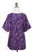 Batik rayon blouse, 'Night Lily' - Hand-Stamped Batik Rayon Blouse with Floral Motif (image 2d) thumbail