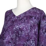 Batik rayon blouse, 'Night Lily' - Hand-Stamped Batik Rayon Blouse with Floral Motif