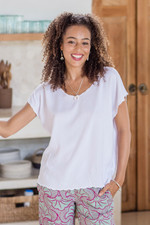 Embroidered top, 'Timeless in White' - Embroidered Rayon Blouse from Bali