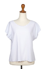 Embroidered top, 'Timeless in White' - Embroidered Rayon Blouse from Bali