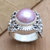 Cultured pearl cocktail ring, 'Soft Glow in Pink' - Pink Cultured Pearl and Sterling Silver Cocktail Ring