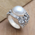 Cultured pearl cocktail ring, 'Soft Glow in Grey' - Cultured Pearl and Sterling Silver Cocktail Ring from Bali (image 2b) thumbail