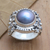 Cultured pearl cocktail ring, 'Soft Glow in Blue' - Blue Cultured Pearl and Sterling Silver Cocktail Ring