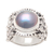 Cultured pearl cocktail ring, 'Soft Glow in Blue' - Blue Cultured Pearl and Sterling Silver Cocktail Ring