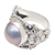 Cultured pearl cocktail ring, 'Soft Glow in Blue' - Blue Cultured Pearl and Sterling Silver Cocktail Ring