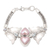 Multi-gemstone pendant bracelet, 'Winged Romance' - Pink Cultured Pearl Pendant Bracelet with Heart Motif thumbail