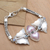 Multi-gemstone pendant bracelet, 'Winged Romance' - Pink Cultured Pearl Pendant Bracelet with Heart Motif (image 2b) thumbail