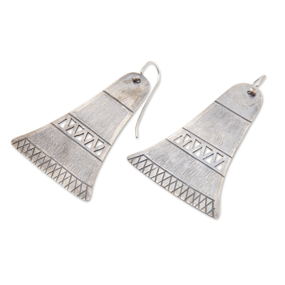 Sterling silver dangle earrings, 'Ancient Bell' - Oxidized Sterling Silver Earrings