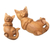 Wood statuettes, 'Follow You' (pair) - Hand Carved Suar Wood Cat Statuettes (Pair) thumbail