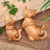 Wood statuettes, 'Follow You' (pair) - Hand Carved Suar Wood Cat Statuettes (Pair) (image 2b) thumbail