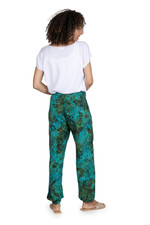 Rayon batik pants, 'Forest Canopy' - Hand-Stamped Turquoise Batik Rayon Jogger Pants