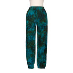 Rayon batik pants, 'Forest Canopy' - Hand-Stamped Turquoise Batik Rayon Jogger Pants