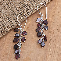 Garnet dangle earrings, 'Wine and Roses'