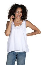 Embroidered sleeveless blouse, 'Bouquet of Flowers' - Hand-Embroidered Sleeveless Rayon Top from Bali