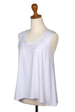 Embroidered sleeveless blouse, 'Bouquet of Flowers' - Hand-Embroidered Sleeveless Rayon Top from Bali