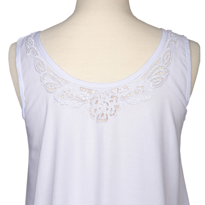 Embroidered sleeveless blouse, 'Bouquet of Flowers' - Hand-Embroidered Sleeveless Rayon Top from Bali