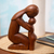 Wood statuette, 'Lucky Daughter' - Hand Carved Mother and Child Wood Statuette (image 2) thumbail