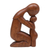 Wood statuette, 'Lucky Daughter' - Hand Carved Mother and Child Wood Statuette thumbail