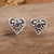 Amethyst stud earrings, 'Imperial Love' - Handmade Amethyst Stud Earrings with Heart Motif