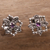 Amethyst stud earrings, 'Twin Chakra' - Hand Made Amethyst Stud Earrings with Chakra Motif (image 2b) thumbail