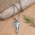 Men's garnet pendant necklace, 'Runs Wild in Red' - Men's Garnet Pendant Necklace with Elephant Motif