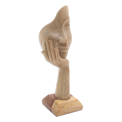 estatuilla de madera - Estatuilla de madera de hibisco balinesa hecha a mano