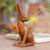 Wood statuette, 'See the Enemy' - Hand Made Suar Wood Statuette with Rabbit Motif (image 2) thumbail