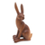 Wood statuette, 'See the Enemy' - Hand Made Suar Wood Statuette with Rabbit Motif thumbail