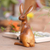 Wood statuette, 'See the Enemy' - Hand Made Suar Wood Statuette with Rabbit Motif (image 2b) thumbail