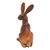 Wood statuette, 'See the Enemy' - Hand Made Suar Wood Statuette with Rabbit Motif (image 2d) thumbail