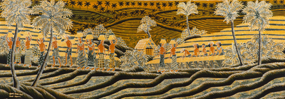 Batik-Wandkunst aus Baumwolle - Einzigartiges Batikgemälde aus Baumwolle