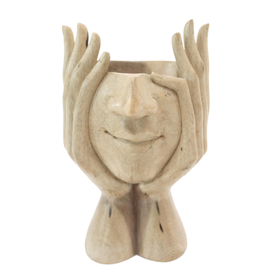 Wood statuette, 'Keep Me Close' - Hand Carved Hibiscus Wood Statuette