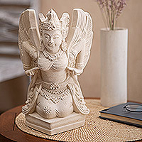 Sandstone statuette, 'Balinese Bidadari' - Hand Carved Sandstone Nymph Statuette