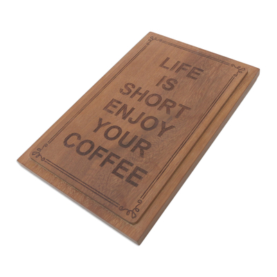 Holztafel - Tafel aus Altholz mit Kaffeemotiv aus Bali