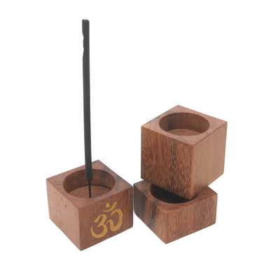 Hand Carved Ironwood Incense Holders (Set of 3)